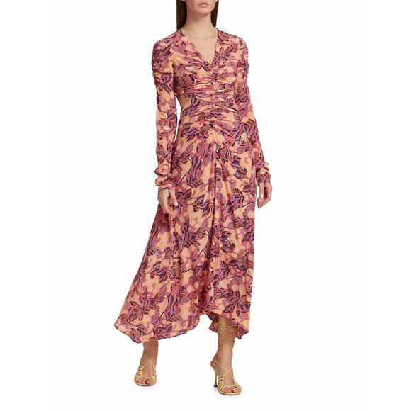 NEW A.L.C. mona cut out back maxi floral dress in coral iris multi - Picture 1 of 5